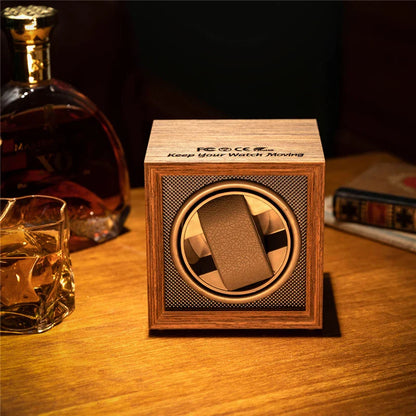 IBBETON Luxury Wood Watch Winder – 1 Slot High-End Automatic Watch Box with Mabuchi Motor & Storage Cabinet