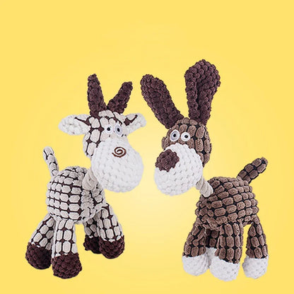 Interactive Pet Sound Toy – Cotton Rope Donkey Plush for Dog & Cat Bite Training, Grey & Brown