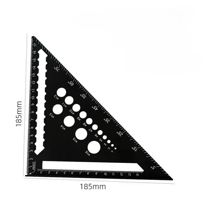 7 Inch Aluminum Alloy Triangle Ruler — Metric Angle Protractor Speed Square for Woodworking