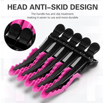 30pcs Barber Hair Clips Black & Pink Hairdressing Clamps Claw Sectioning Clips for Salon Styling