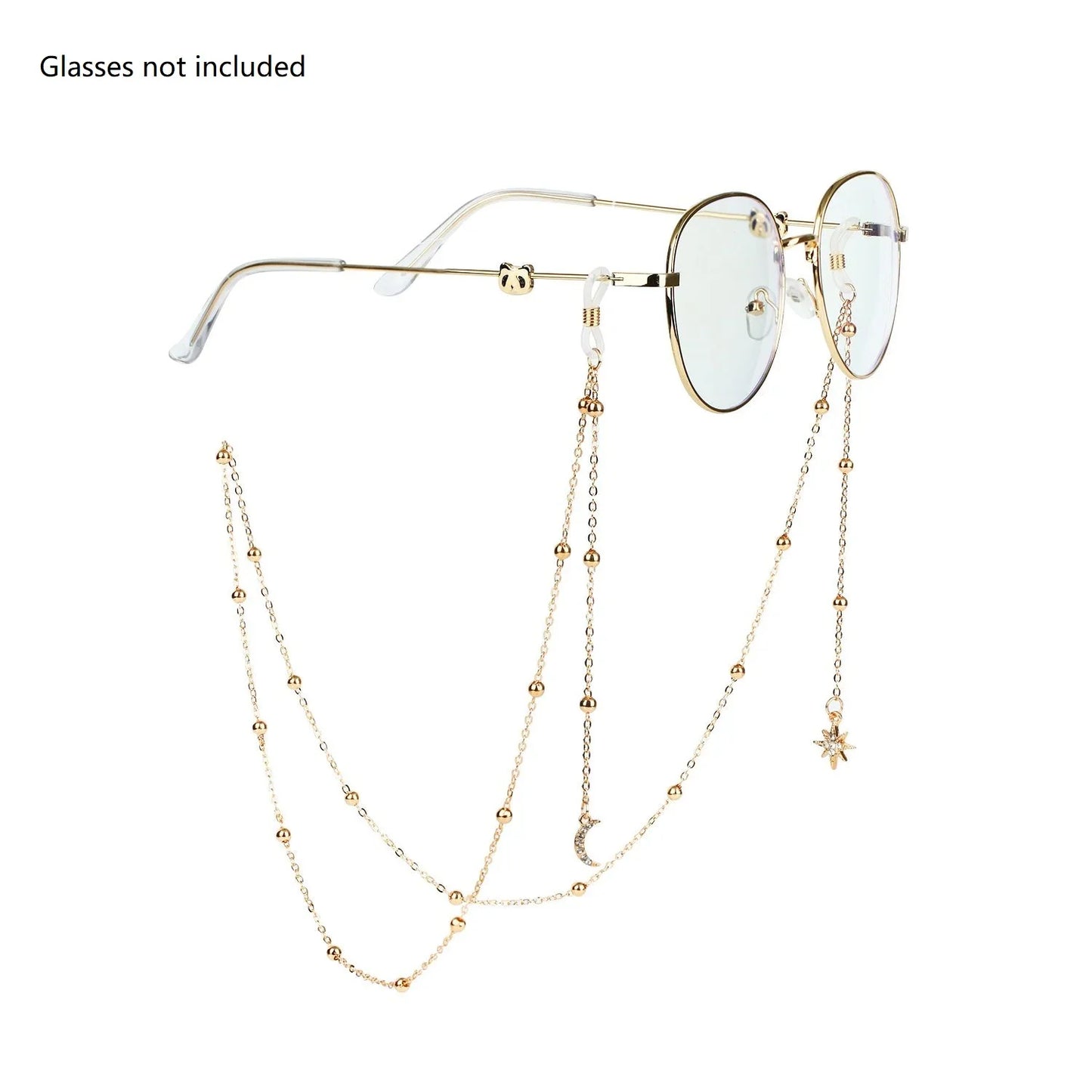 Women's Eyeglass Chain - Hollow Star & Pearl Beaded Lanyard for Sunglasses & Reading Glasses