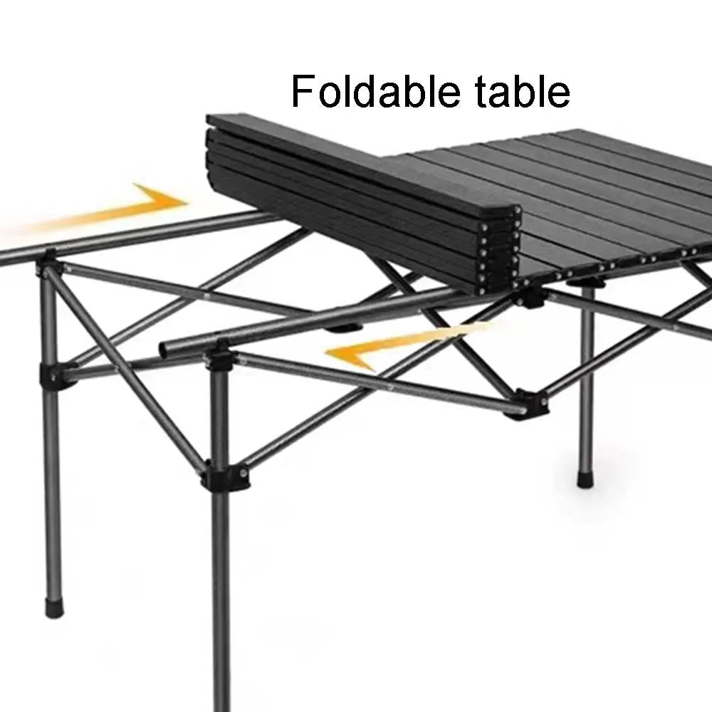 Outdoor Folding Long Table – Portable Storage Camping Desk with Net Bag, Easy Install, Lightweight & Stable