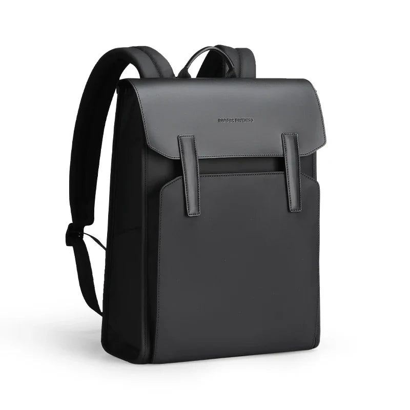 Mark Ryden Classic Business Black Leather Backpack – 15.6" Laptop, Waterproof, School & Work Bag for Men