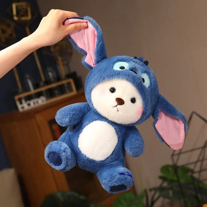 30cm Cute Bear-to-Disney Stitch Plush Toy – Soft Stuffed Cartoon Animal Doll, Perfect Birthday & Christmas Gift