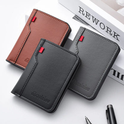 Ultra-Thin Mini PU Leather Credit Card Wallet – High-Quality Vertical Men’s Wallet Holder