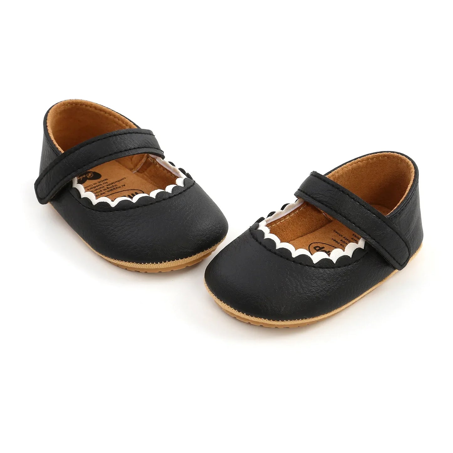 Meckior Baby Boys & Girls Shoes - Infant Leather with Rubber Sole, Anti-Slip Toddler First Walkers, Newborn Princess Crib Shoes
