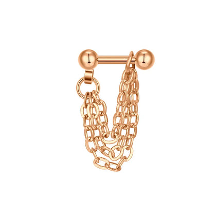 16G Stainless Steel Helix Cartilage Tragus Barbell Earrings – Chain Tassel Ball Stud Piercing Jewelry for Men & Women
