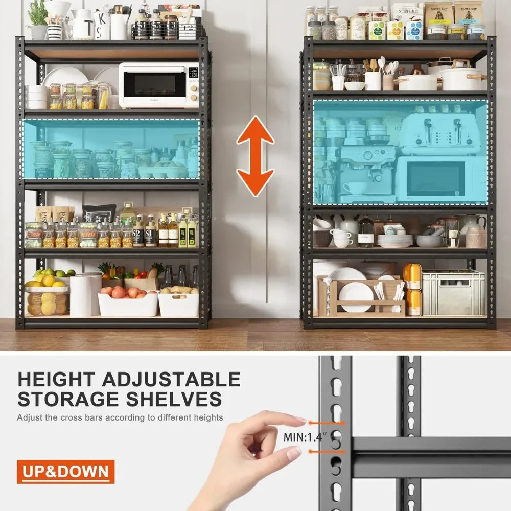 72" Heavy Duty Garage Shelving – 5-Tier Adjustable Metal Storage Shelves, 2000LBS Capacity