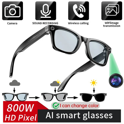 8MP Smart Glasses — AI Photo Recognition, Video Recording, Translation, Bluetooth, IP65 Waterproof, 270mAh Battery