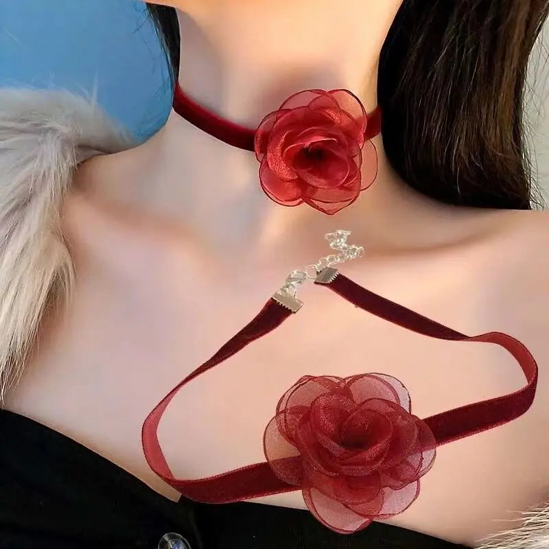 10-Style Bohemian Lace Necklaces for Women – Gothic Punk Choker Jewelry, Red, Blue & Black, Fashion Gift