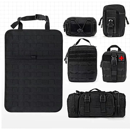 Multifunctional 6 in 1 Car Back Seat Tactical Hanging Storage Organizer - 600D, 55x37CM