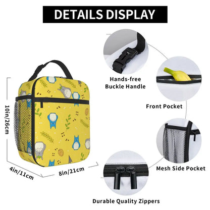 Totoro Miyazaki Anime Insulated Lunch Tote Bag – Portable Thermal Cooler for School & Office