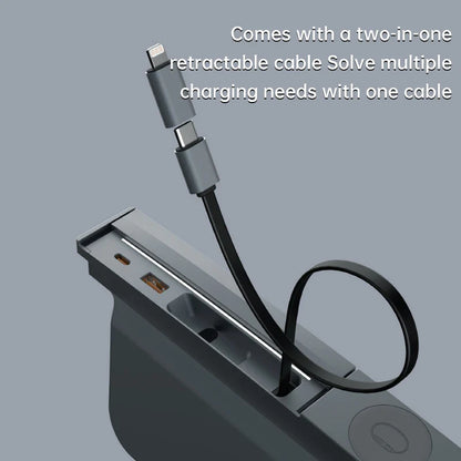 Tesla Model 3/Y USB Hub – 27W 3-in-1 Docking Station with Retractable Cable & Apple Watch Wireless Charging