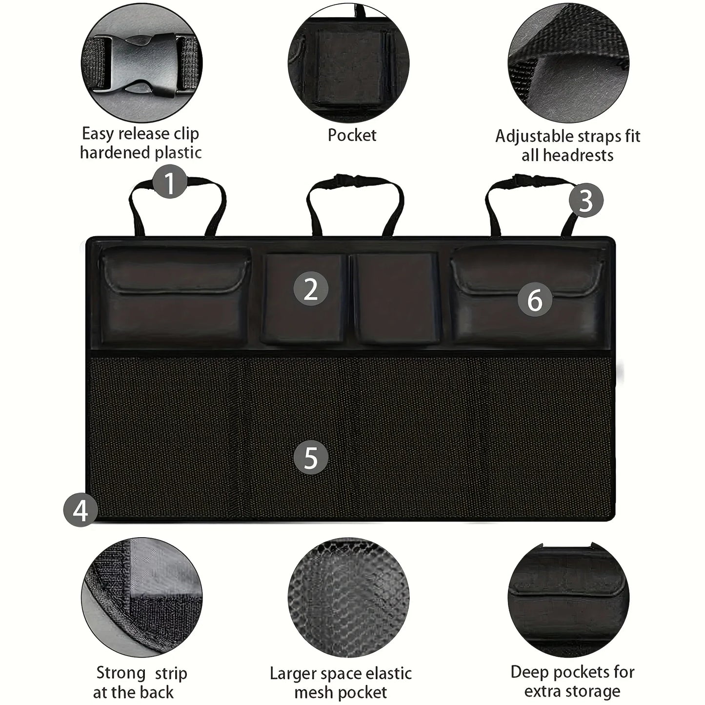 Waterproof Car Seat Back Storage Hanging Bag - SUV Mesh Pocket Organizer for Car Interior