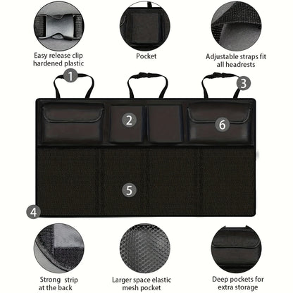 Waterproof Car Seat Back Storage Hanging Bag - SUV Mesh Pocket Organizer for Car Interior