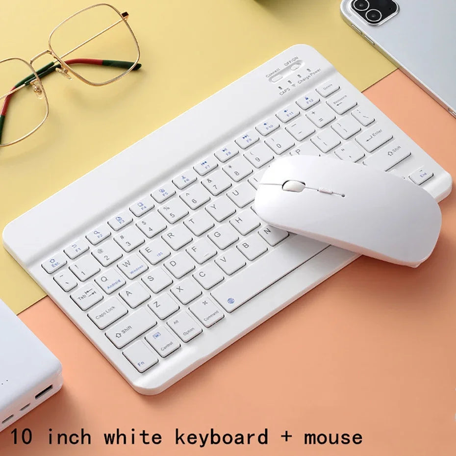Spanish/English 10-Inch Bluetooth Keyboard – Wireless Rechargeable Universal Keyboard for iPad Air, Pro, Phone, Tablet, Laptop