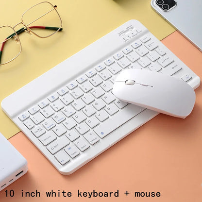 Spanish/English 10-Inch Bluetooth Keyboard – Wireless Rechargeable Universal Keyboard for iPad Air, Pro, Phone, Tablet, Laptop