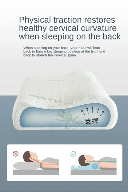 50x30cm Bamboo Fiber Memory Foam Pillow – Slow Rebound Orthopedic Neck Support Pillow for Health Care & Relief