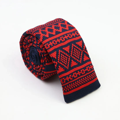 Classic Knit Neck Tie for Men — 6cm Plaid & Dots Casual Business Wedding Tie