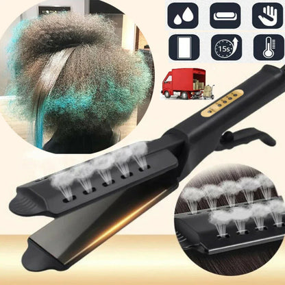 Hair Straightener with Four-gear Temperature, Ceramic Tourmaline Ionic Flat Iron for Women, Wide Panel Design
