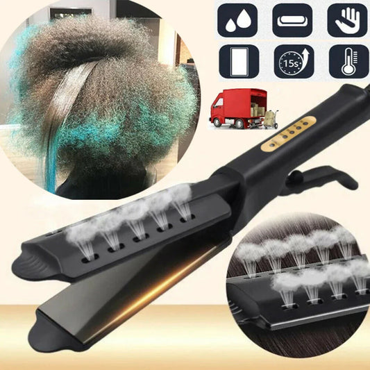 Hair Straightener with Four-gear Temperature, Ceramic Tourmaline Ionic Flat Iron for Women, Wide Panel Design