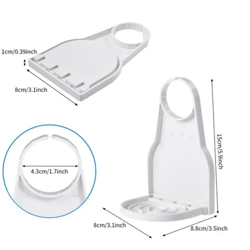2-Pack Laundry Detergent & Fabric Softener Organizer | Universal White Soap Dish Accessories with Drip Collector Cup Holder | Spill-Proof Rack