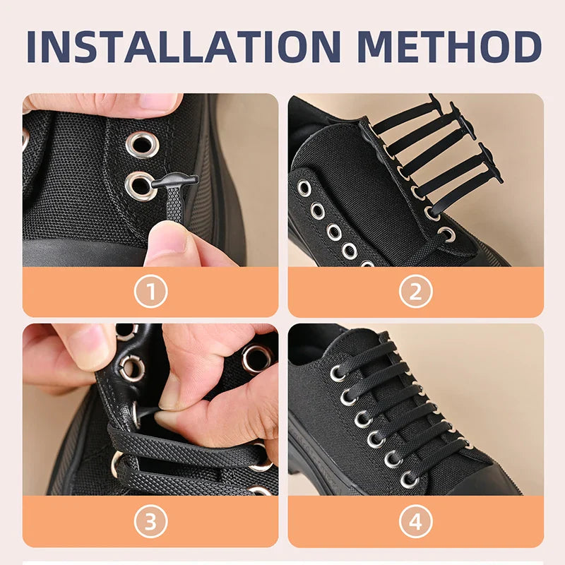 16pcs Silicone No-Tie Shoelaces: Elastic Creative Lazy Laces in 12 Colors - Easy Rubber Lace Replacement