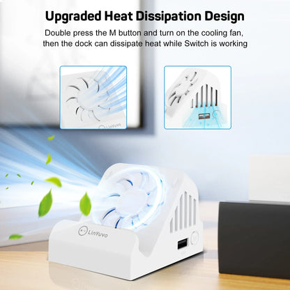 LinYuvo Switch TV Dock with Cooling Fan – Portable Stand, 4K HDMI Adapter & USB 3.0 Charging Station KD04