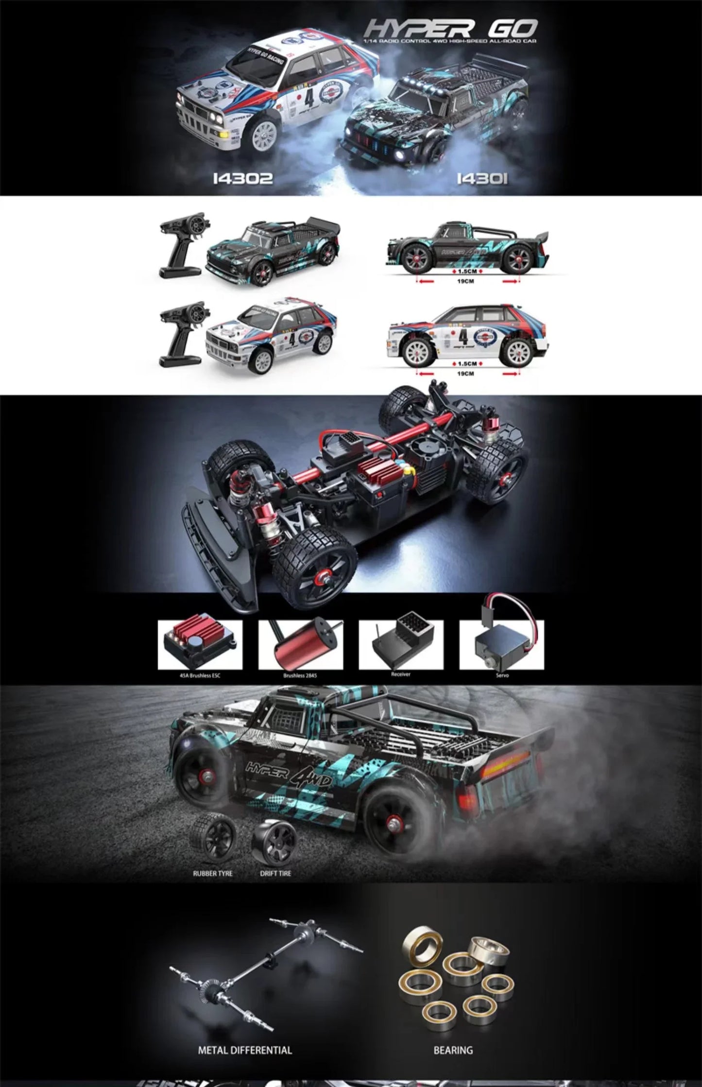 MJX Hyper Go 14301/14302/14303 Brushless RC Car – 1/14 4WD High-Speed Off-Road Drift Remote Control Vehicle for Boys