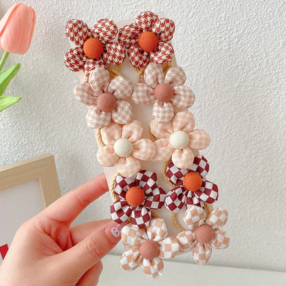 10 Pcs Baby Girl Flower Hair Bands Set – Cute Colorful Soft Scrunchies Ponytail Holders for Kids