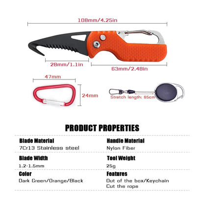 Portable Folding Knife - Stainless Serrated Hook Cutter | Express Parcel and Box Opener for Outdoor Camping and Survival