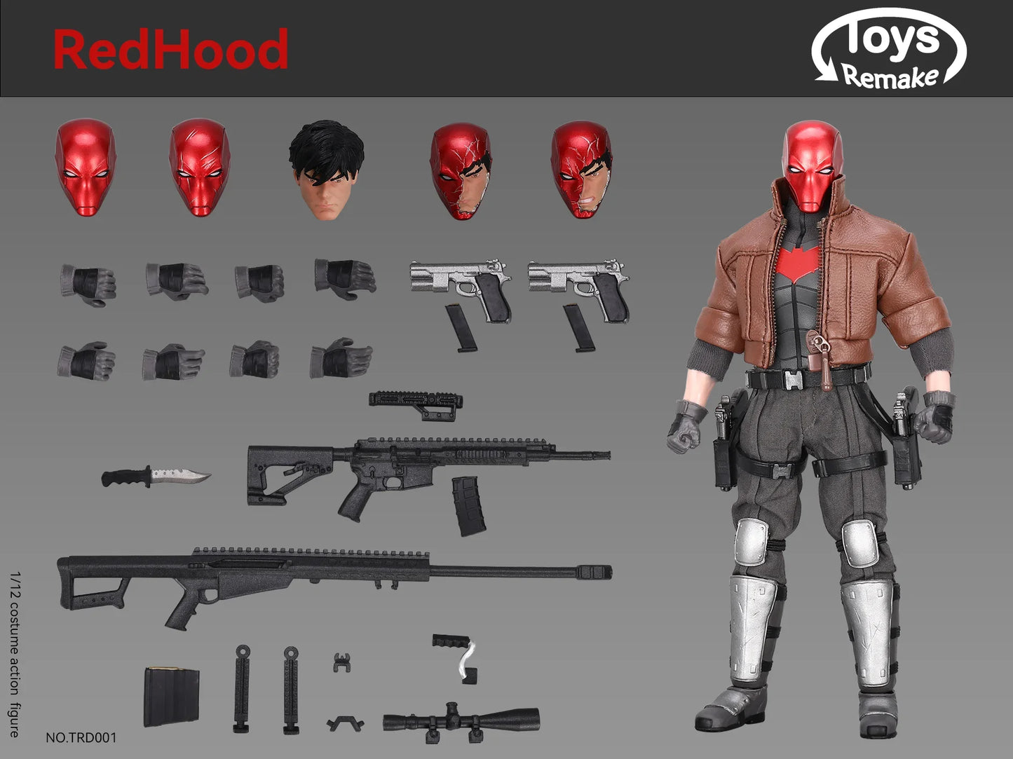 ToysRemake TRD001 1/12 Red Hood Action Figure — 6" Movable Detective Comics Anime Mini Head Sculpt Collectible Full Set