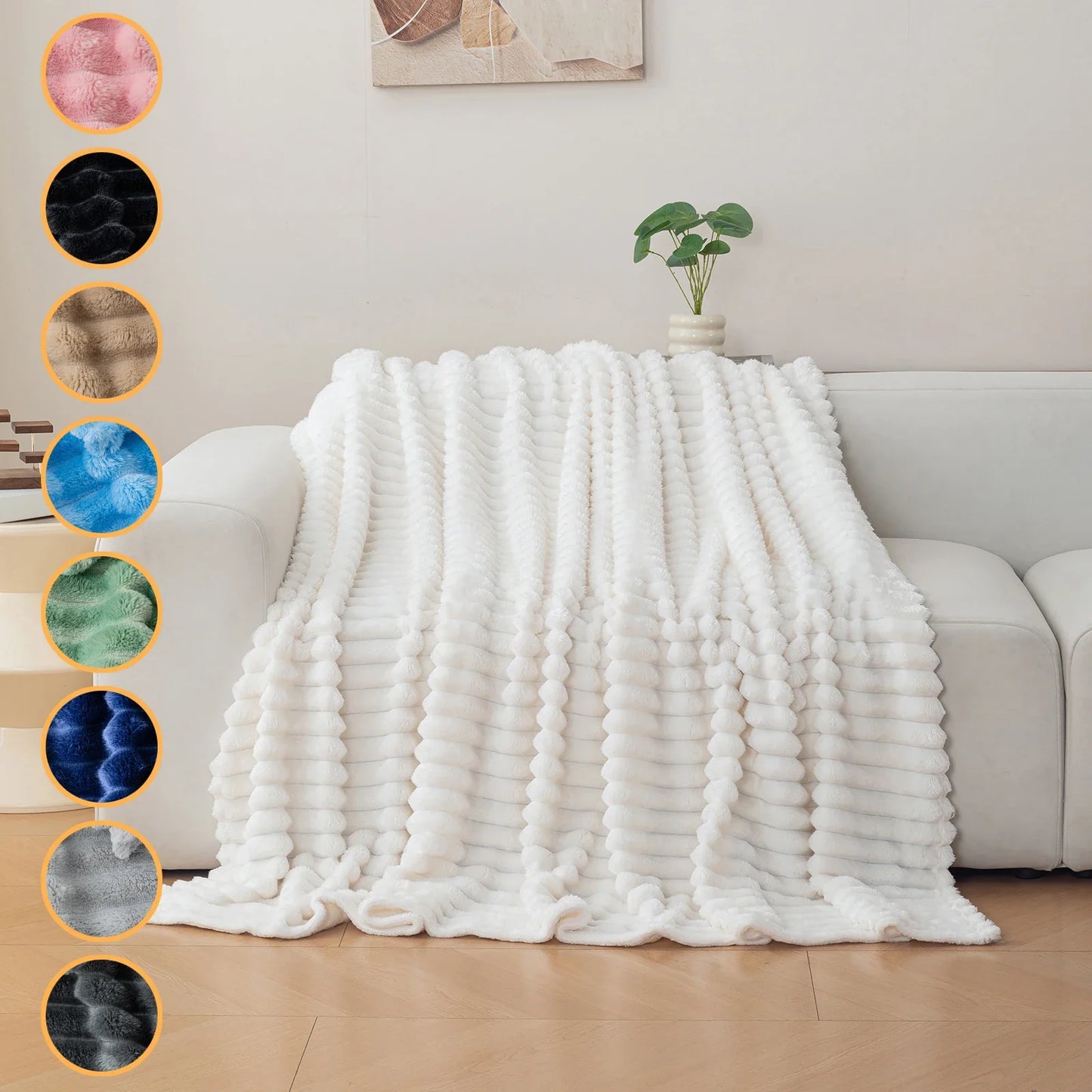 Soft Flannel Throw Blanket – Warm Cozy Nap Blanket, Christmas Gift Idea, Multi-Color Comfortable Home Bedding Cover