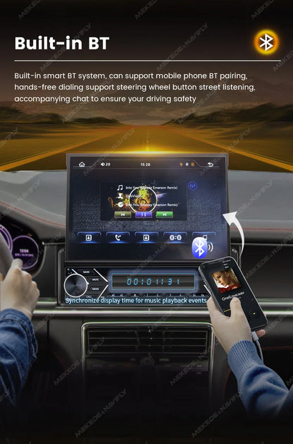 Carplay Android Auto 1 Din MP5 Player - 7 Inch Retractable Touch Screen, FM Radio, Mirror Link, Manual & Automatic Car Player