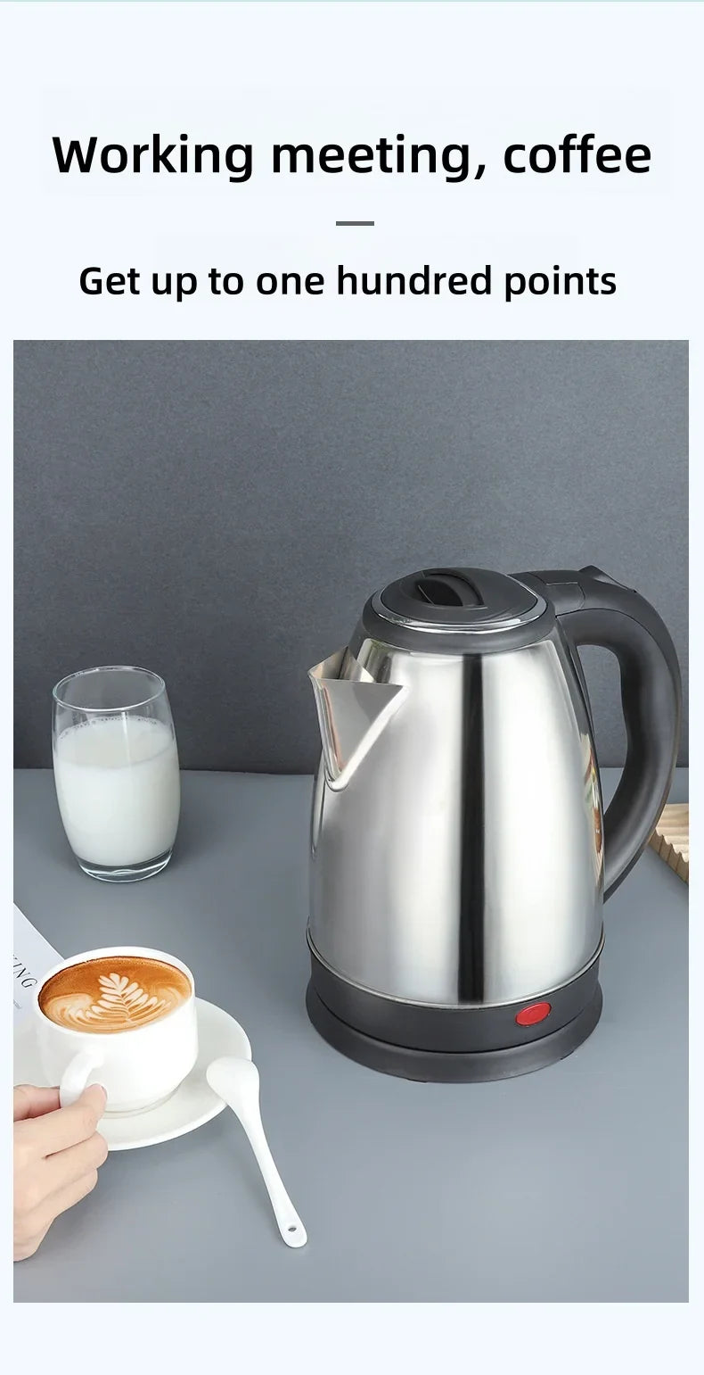 2L Travel Electric Kettle | Stainless Steel Portable Water Boiler for Tea & Coffee