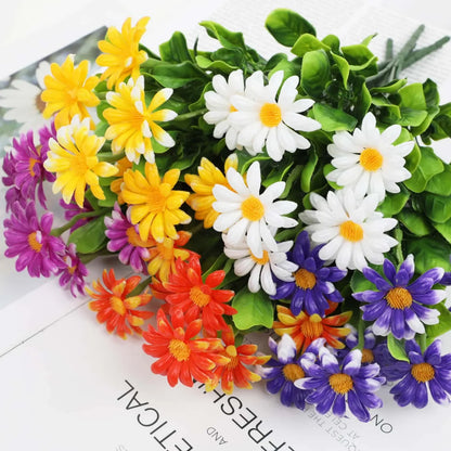5/10 Pcs Realistic Artificial Daisy Bouquet – UV-Resistant Faux Flowers for Home, Garden, Office & Outdoor Spring/Summer Decor