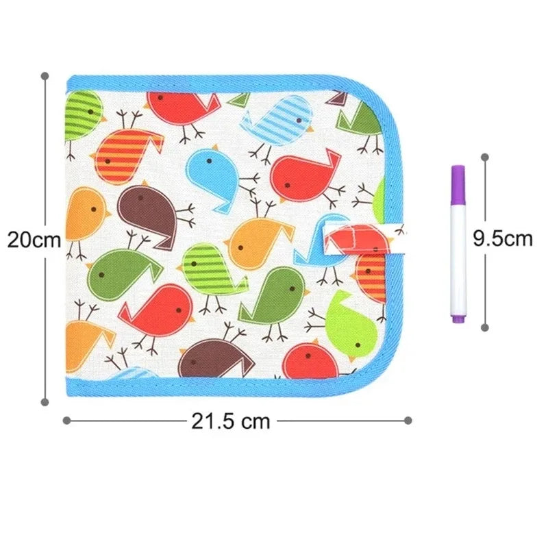 Children's Magic Blackboard – Educational Coloring & Drawing Game, 6 Sided Erase Board with 3 Chalk Pens & Water