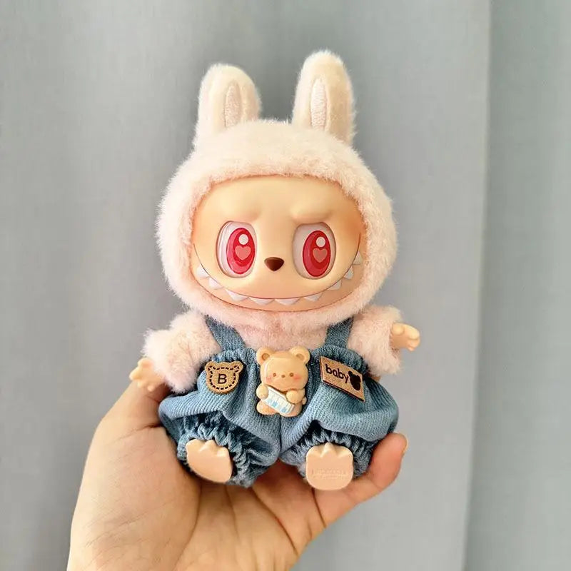 17cm Labubu Doll Clothes — Mini Outfit Accessories for K-Pop EXO I & II Dolls | Sitting Party Overalls Gift