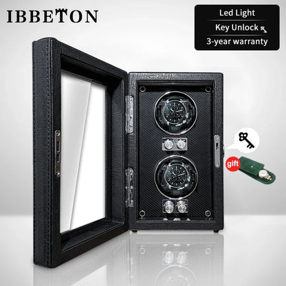 IBBETON Luxury Wood Watch Winder – High-End Automatic Watch Box (2/4/6 Slots) with Mabuchi Mute Motor & Storage Cabinet