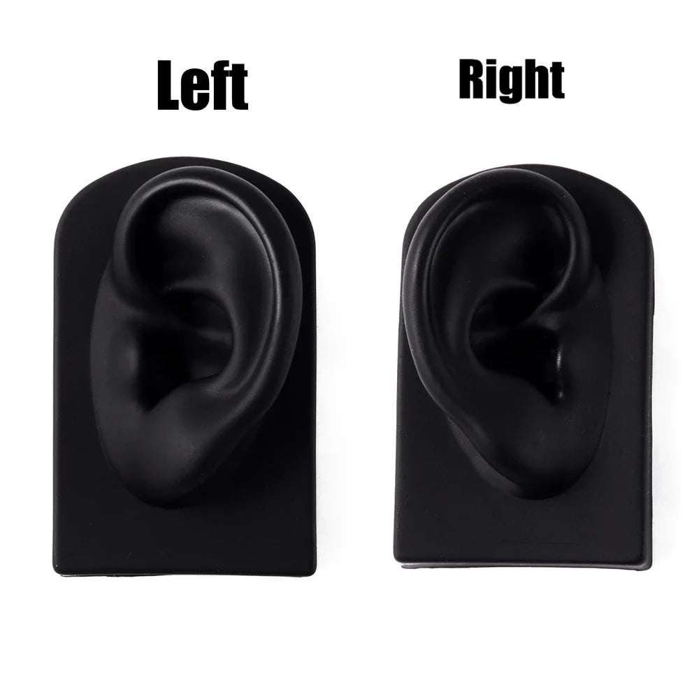 Soft Silicone Ear Nose Mouth Practice Model – Tattoo & Piercing Jewelry Display Stand with Acrylic Earring Holder Kit for Training & Showcase