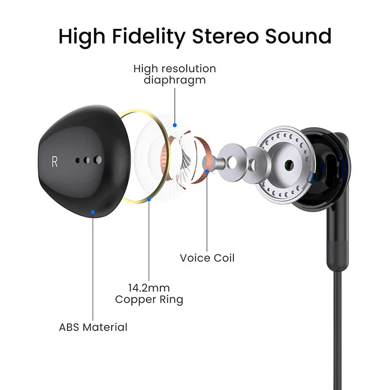 Type-C Wired Headphones for Samsung Galaxy – USB-C In-Ear Earphones HiFi Bass Stereo for S24, S23, S22, A53, A52, Note 20