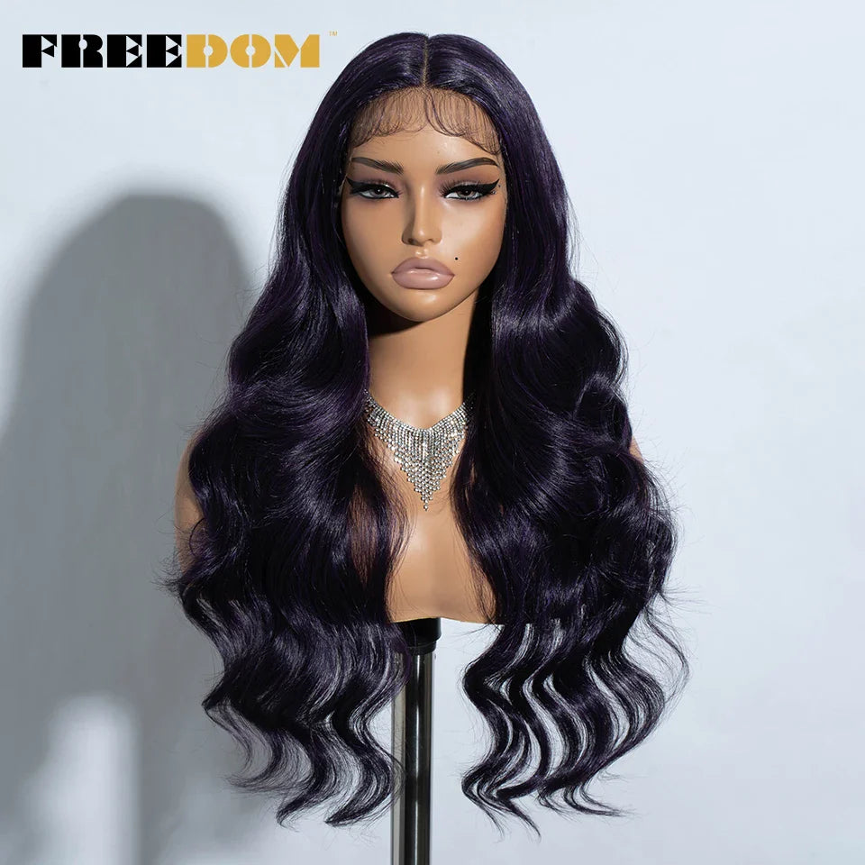 FREEDOM 26-Inch Synthetic Lace Front Wig for Women — Honey Brown Body Wave with Ombre Blonde Highlights, Cosplay & Fashion Wig