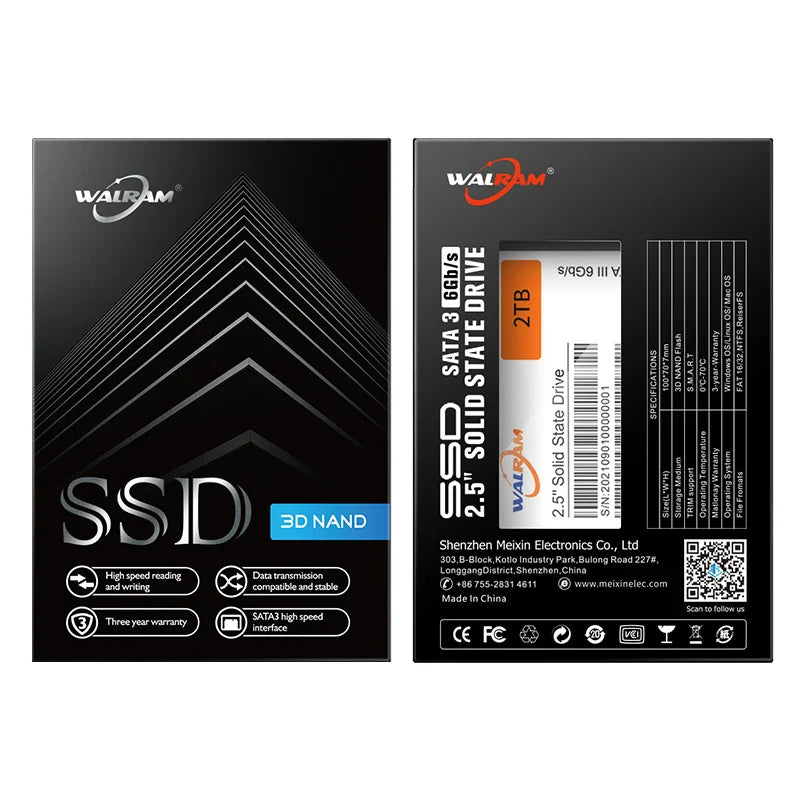 WALRAM SSD 240GB, 120GB, 480GB – 2.5" SATA3 Solid State Drive for Desktop & Laptop, Available in 128GB, 256GB, 512GB, 1TB