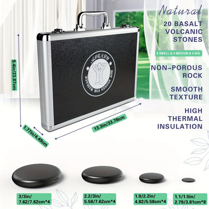 Adjustable Temperature Hot Stone Massage Set with Heater – Professional Spa Tool for Neck and Body Relaxation
