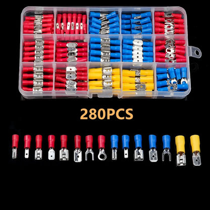 102/280/300/480PCS Insulated Wire Connector Kit Male & Female Spade Crimp Terminals Assorted Electrical Cold Press Terminal Set for Automotive & DIY Wiring