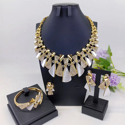 Luxury Two-Tone Jewelry Set - Elegant Bridal Wedding & Engagement Accessories for Women