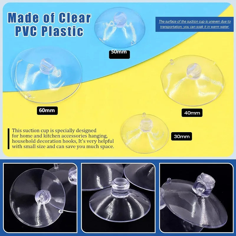 10-Pack Perforated Suction Cups (30/40/50/60mm) — Clear PVC Sucker Pads for Glass Windows, Car & Wedding Decor