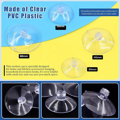 10-Pack Perforated Suction Cups (30/40/50/60mm) — Clear PVC Sucker Pads for Glass Windows, Car & Wedding Decor