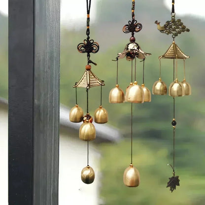 Retro Copper Wind Chimes - Oriental Lucky Pendants for Garden Decorations - Outdoor Wind Bell Hanging Pendants ( Campanillas De Viento)