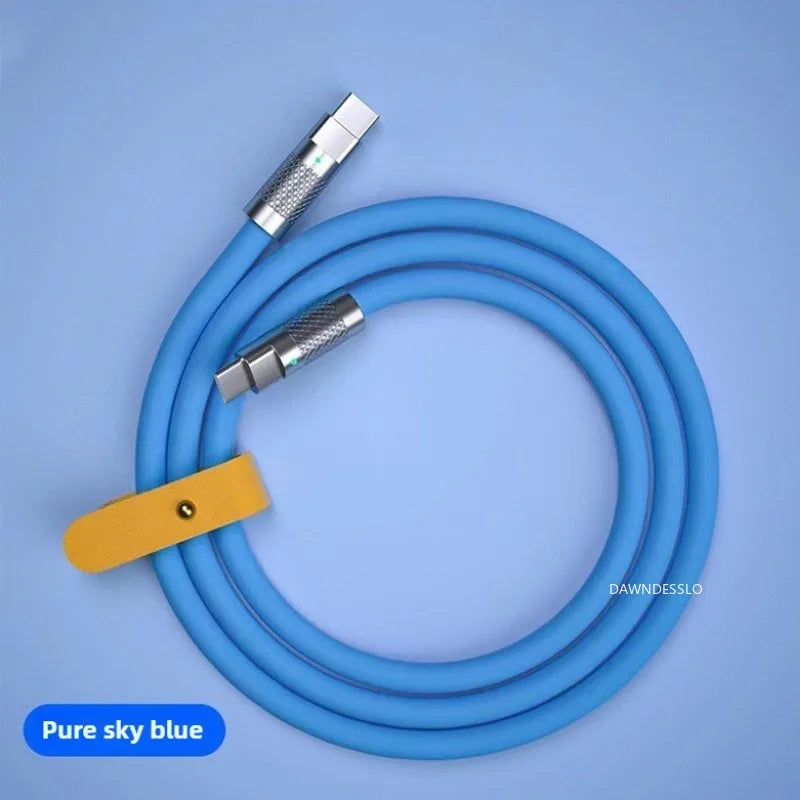 120W 7A Super Fast PD USB-C to USB-C Cable — Liquid Silicone Charger for Xiaomi, Huawei (1M/1.5M/2M)